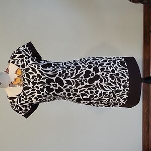 𝅺connected APPAREL dress in black and white capped sleeves size 6